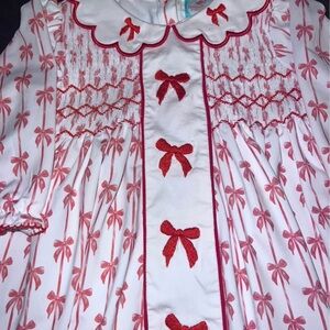 Smocked Dress with Red Bows